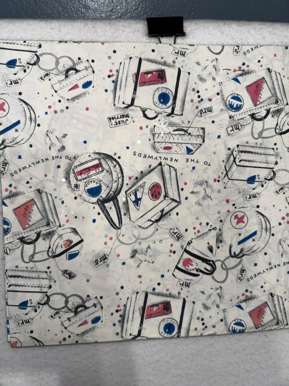 Vintage 1950s Kaycrest Wedding Newlywed  Gift Wrap Mr & Mrs New NOS 30”x20”